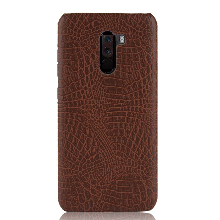 Crocodile Texture Leather Coated Hard PC Cover Case for Xiaomi Pocophone F1 / Poco F1 (India) - Brown-2