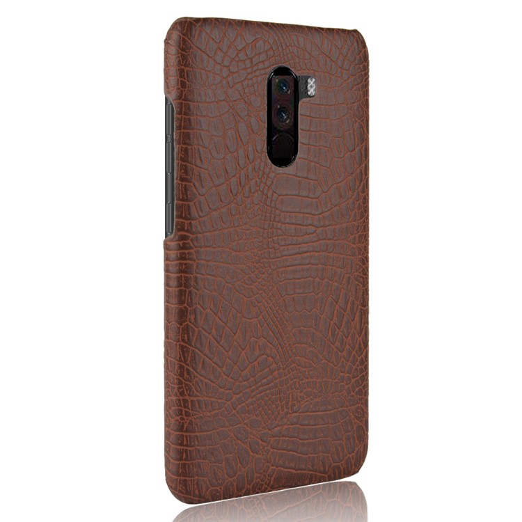 Crocodile Texture Leather Coated Hard PC Cover Case for Xiaomi Pocophone F1 / Poco F1 (India) - Brown-3