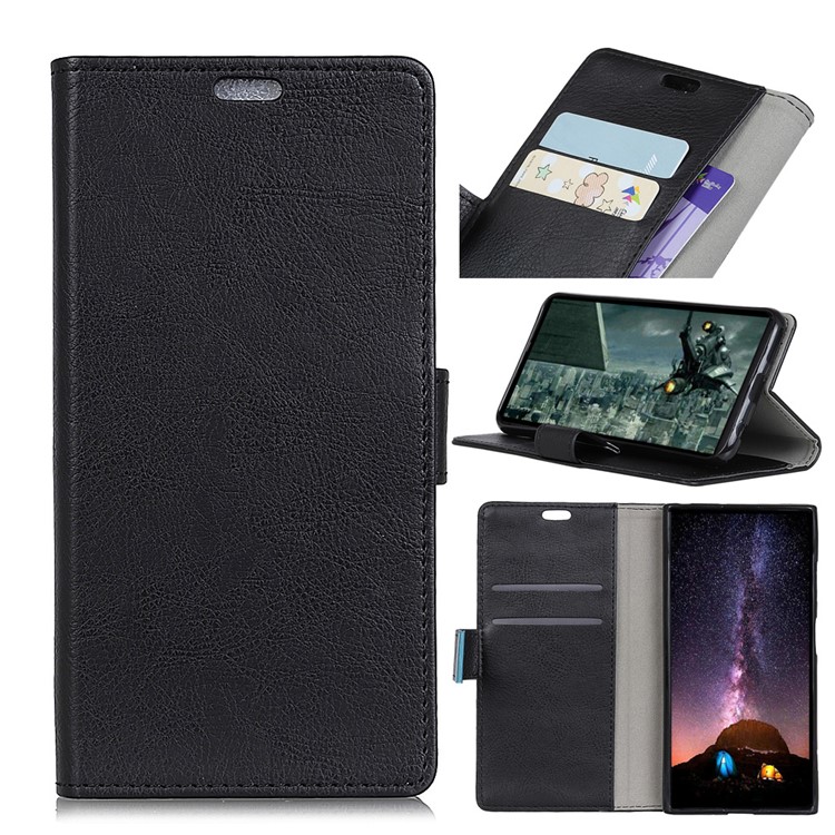 Crazy Horse Split Leather Case for Xiaomi Pocophone F1 / Poco F1 (India) Wallet Stand Cell Phone Cover - Black-1