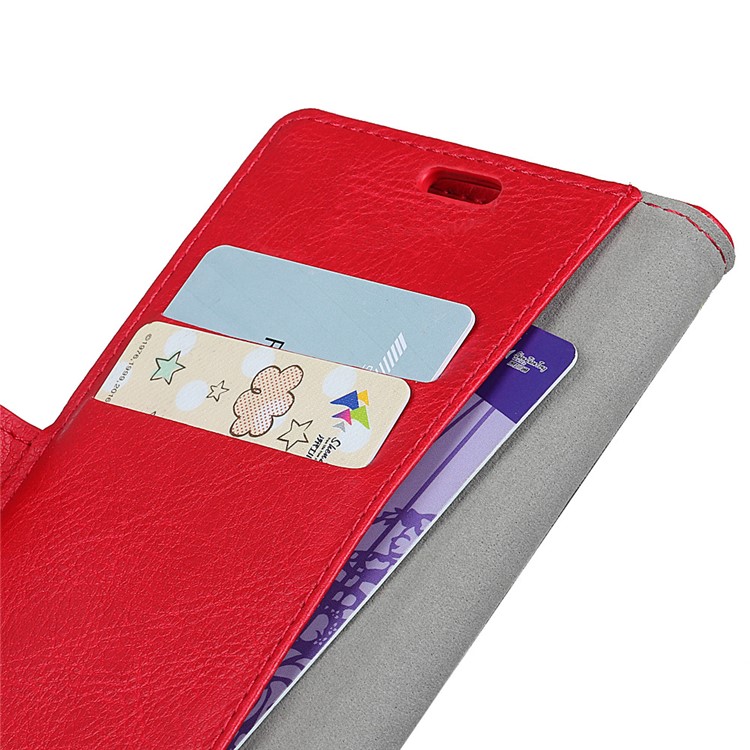 Crazy Horse Split Leather Cover for Xiaomi Pocophone F1 / Poco F1 (India) Wallet Stand Cell Phone Case - Red-2
