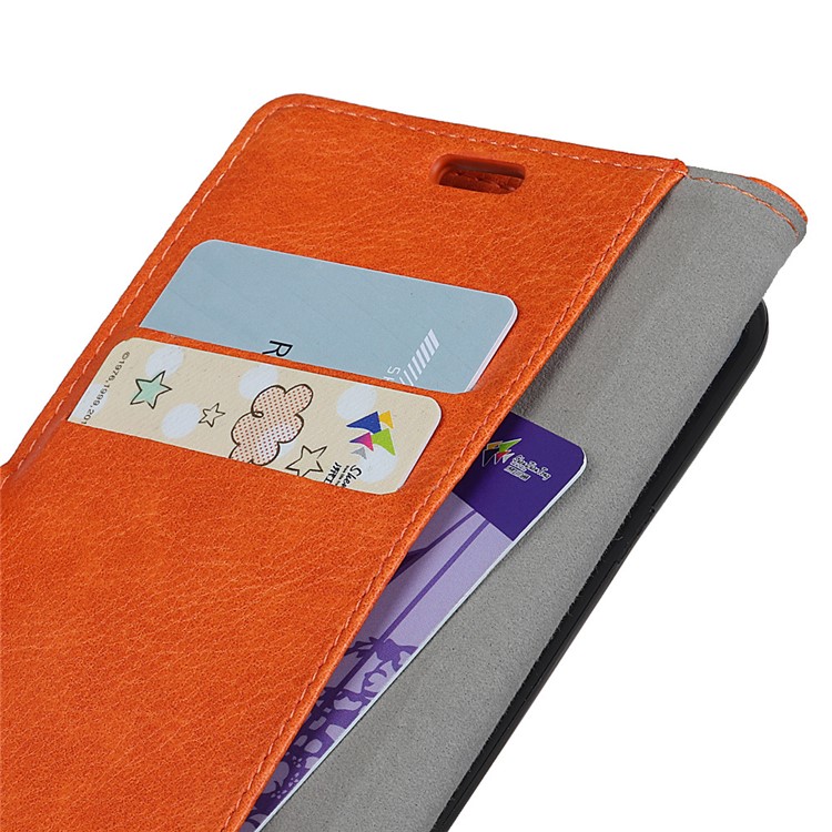 Crazy Horse Split Leather Shell for Xiaomi Pocophone F1 / Poco F1 (India) Wallet Stand Cell Phone Cover - Orange-2