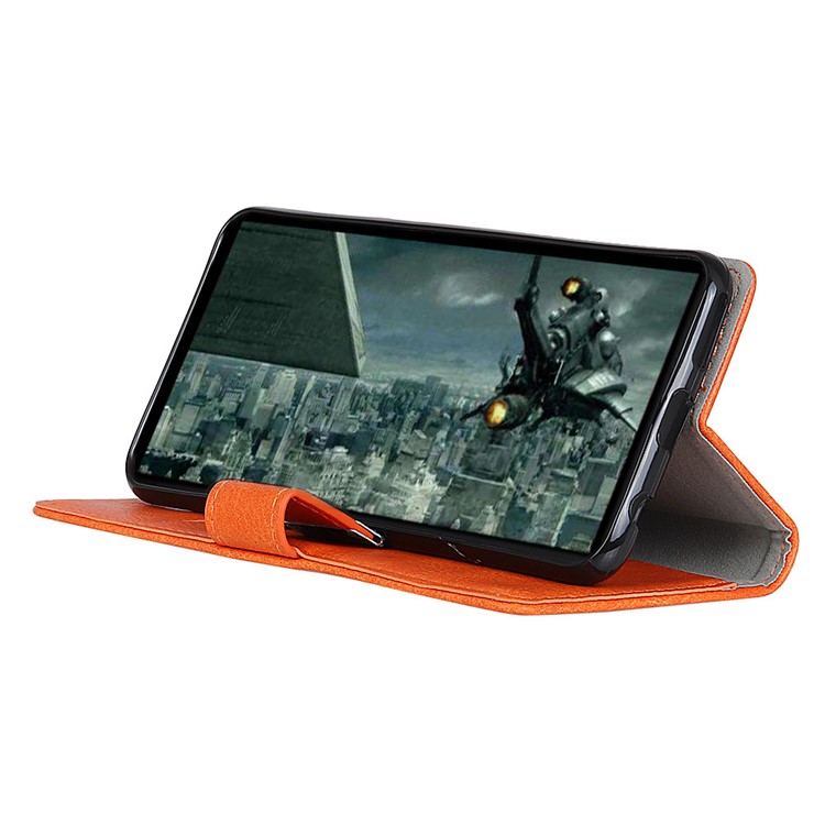 Crazy Horse Split Leather Shell for Xiaomi Pocophone F1 / Poco F1 (India) Wallet Stand Cell Phone Cover - Orange-3