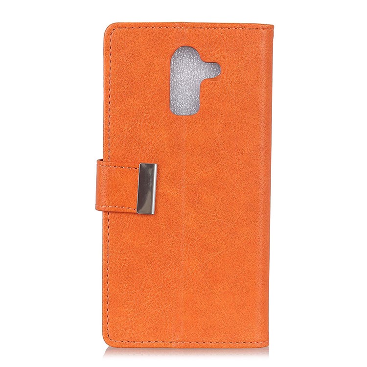 Crazy Horse Split Leather Shell for Xiaomi Pocophone F1 / Poco F1 (India) Wallet Stand Cell Phone Cover - Orange-5