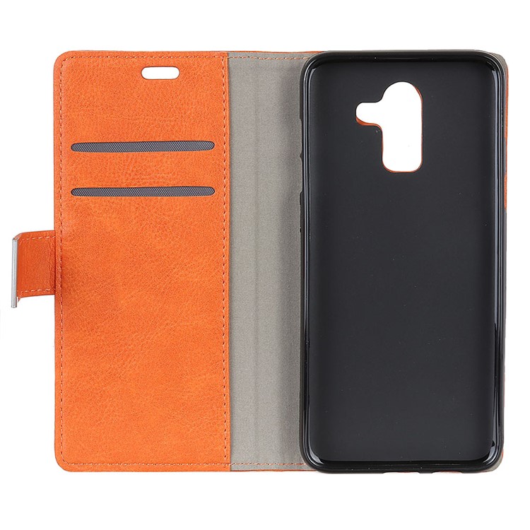 Crazy Horse Split Leather Shell for Xiaomi Pocophone F1 / Poco F1 (India) Wallet Stand Cell Phone Cover - Orange-6