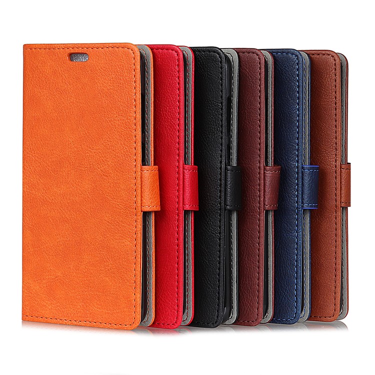 Crazy Horse Split Leather Shell for Xiaomi Pocophone F1 / Poco F1 (India) Wallet Stand Cell Phone Cover - Orange-8