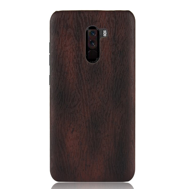 Wood Texture PU Leather Coated PC Protection Back Case for Xiaomi Pocophone F1 / Poco F1 (India) - Black-2