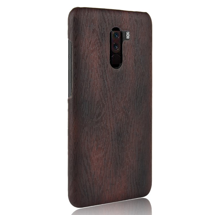 Wood Texture PU Leather Coated PC Protection Back Case for Xiaomi Pocophone F1 / Poco F1 (India) - Black-3