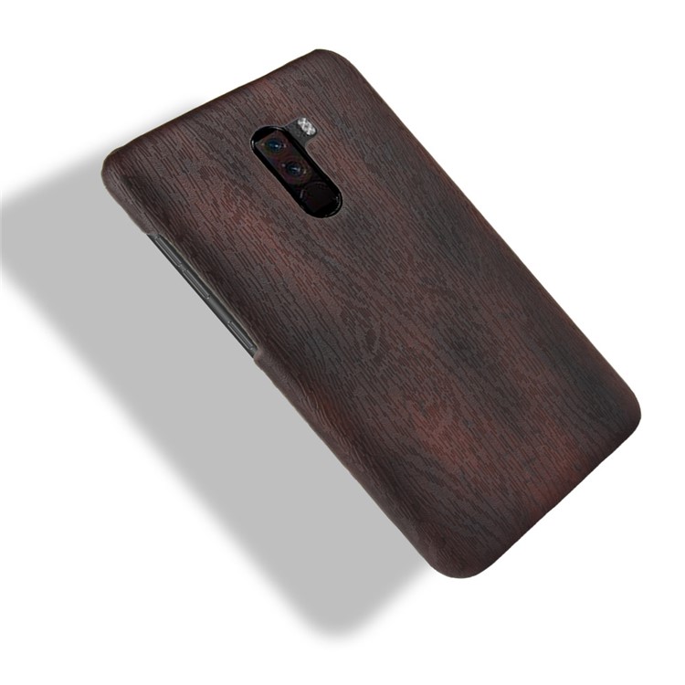 Wood Texture PU Leather Coated PC Protection Back Case for Xiaomi Pocophone F1 / Poco F1 (India) - Black-4