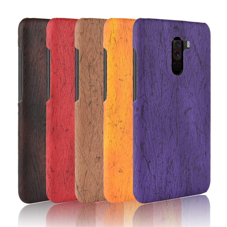 Wood Texture PU Leather Coated PC Protection Back Case for Xiaomi Pocophone F1 / Poco F1 (India) - Black-6