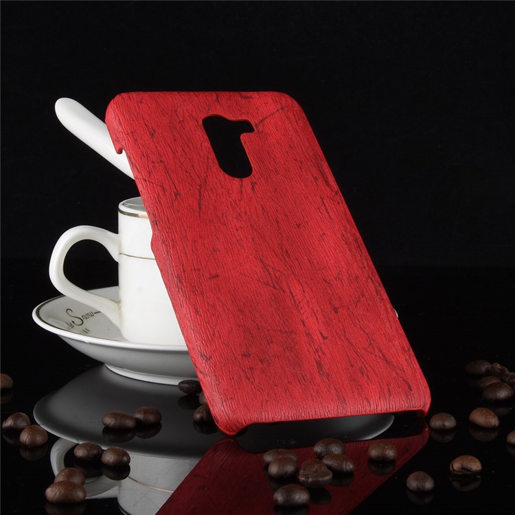 Wood Texture PU Leather Coated Plastic Protection Cover Shell for Xiaomi Pocophone F1 / Poco F1 (India) - Red-5