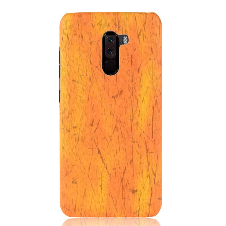 Wood Texture PU Leather Coated PC Back Casing for Xiaomi Pocophone F1 / Poco F1 (India) - Yellow-2