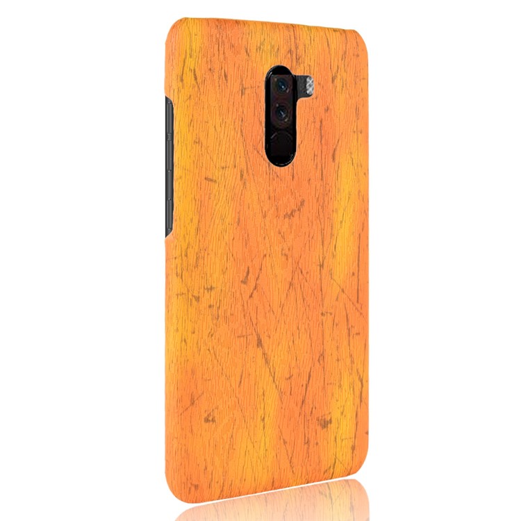 Wood Texture PU Leather Coated PC Back Casing for Xiaomi Pocophone F1 / Poco F1 (India) - Yellow-3