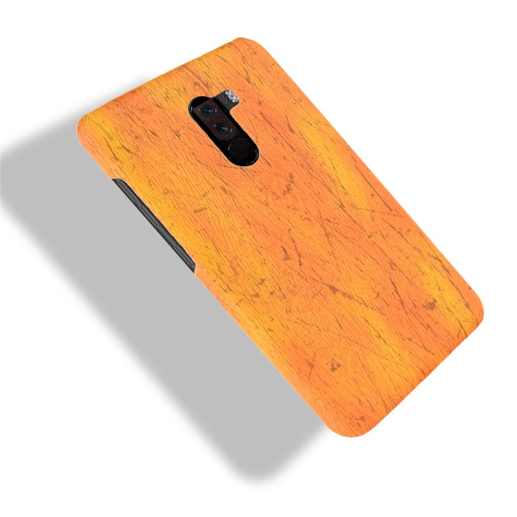 Wood Texture PU Leather Coated PC Back Casing for Xiaomi Pocophone F1 / Poco F1 (India) - Yellow-4