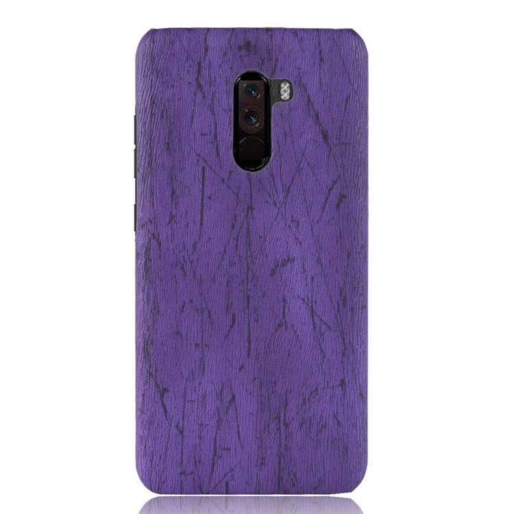 Wood Texture PU Leather Coated PC Phone Cover for Xiaomi Pocophone F1 / Poco F1 (India) - Purple-2