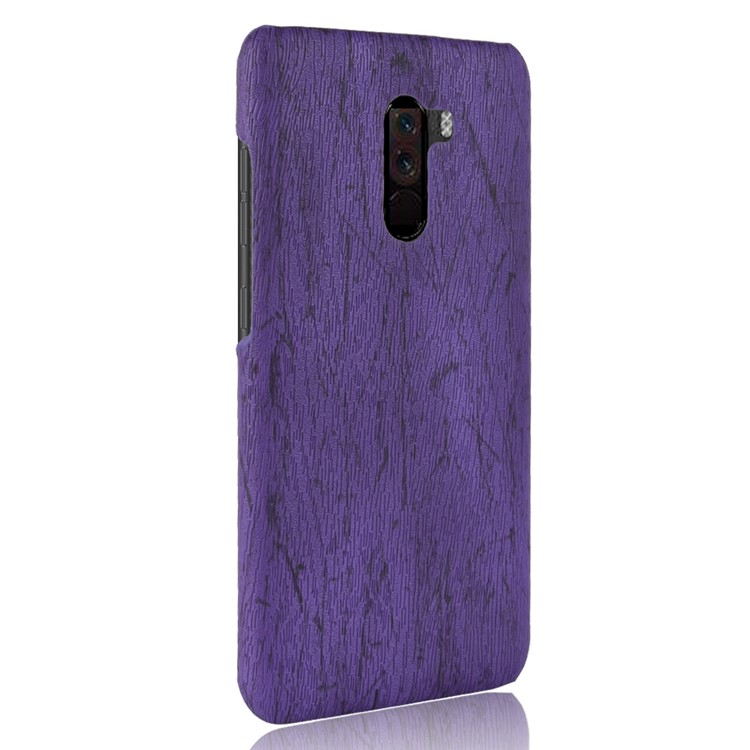 Wood Texture PU Leather Coated PC Phone Cover for Xiaomi Pocophone F1 / Poco F1 (India) - Purple-3