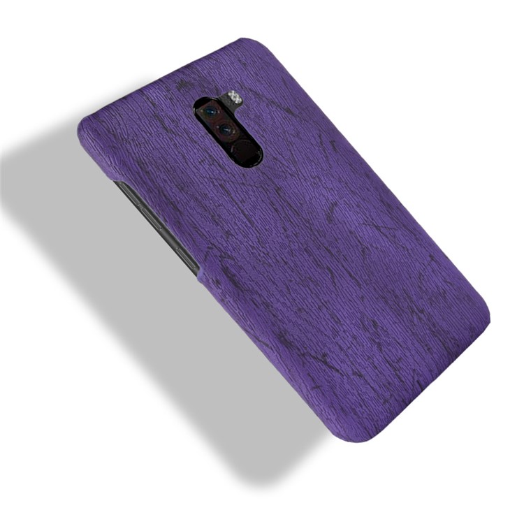 Wood Texture PU Leather Coated PC Phone Cover for Xiaomi Pocophone F1 / Poco F1 (India) - Purple-4