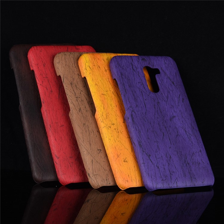 Wood Texture PU Leather Coated PC Phone Cover for Xiaomi Pocophone F1 / Poco F1 (India) - Purple-7