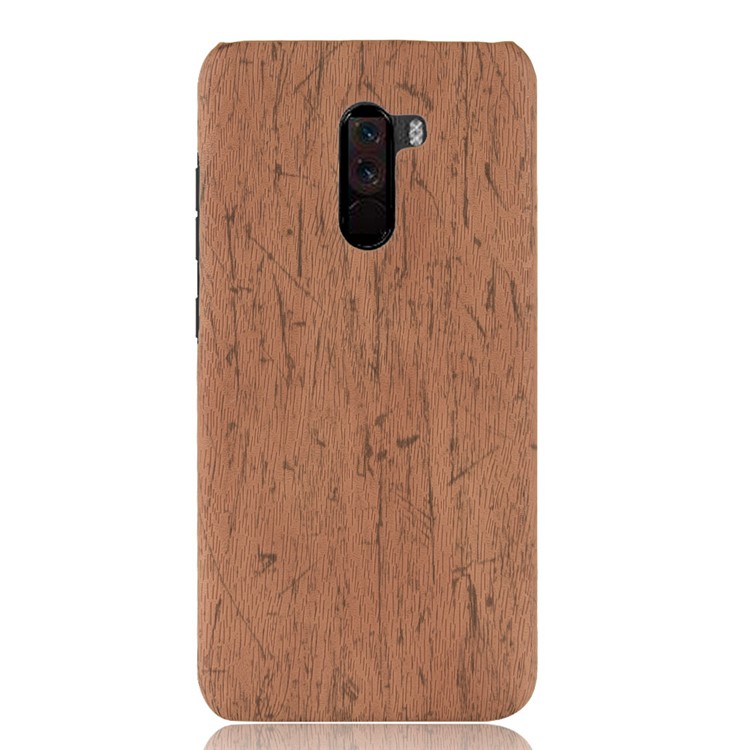 Wood Texture PU Leather Coated PC Ultra-thin Case Shell for Xiaomi Pocophone F1 / Poco F1 (India) - Brown-2