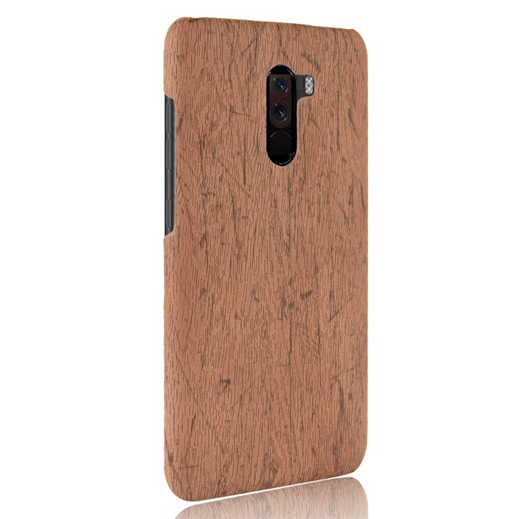 Wood Texture PU Leather Coated PC Ultra-thin Case Shell for Xiaomi Pocophone F1 / Poco F1 (India) - Brown-3