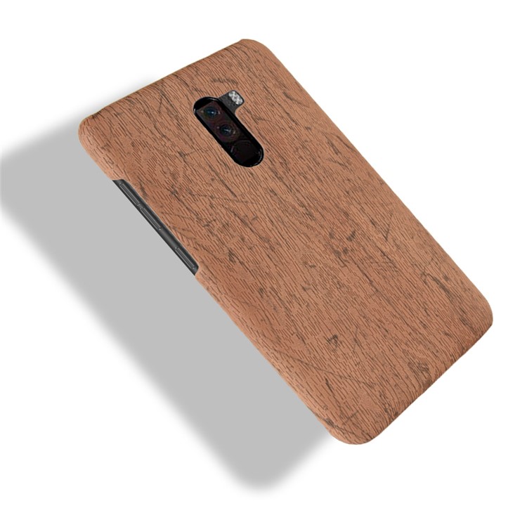 Wood Texture PU Leather Coated PC Ultra-thin Case Shell for Xiaomi Pocophone F1 / Poco F1 (India) - Brown-4