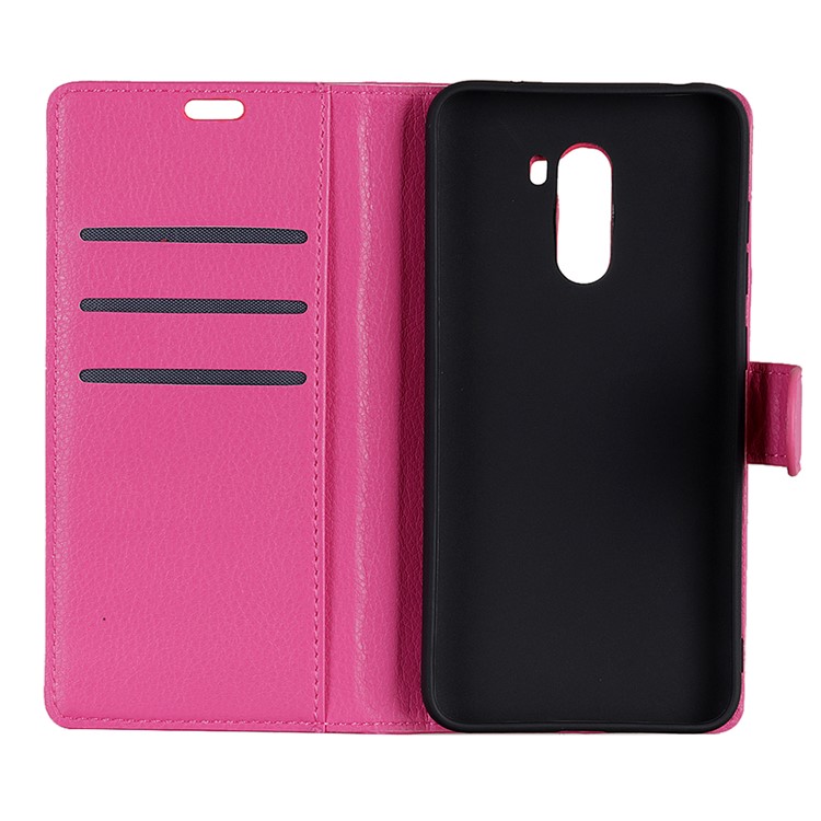 Litchi Skin PU Leather Shell Wallet Stand Cell Phone Case for Xiaomi Pocophone F1 / Poco F1 (India) - Rose-5