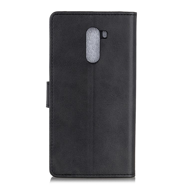 Matte PU Leather Cell Phone Case Stand Wallet Cover for Xiaomi Pocophone F1 / Poco F1 (India) - Black-7