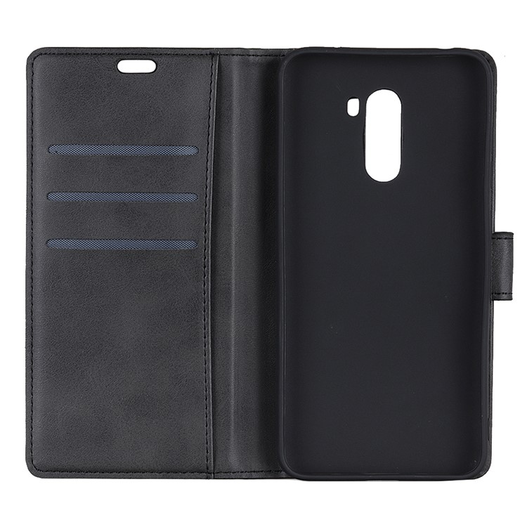 Matte PU Leather Cell Phone Case Stand Wallet Cover for Xiaomi Pocophone F1 / Poco F1 (India) - Black-8