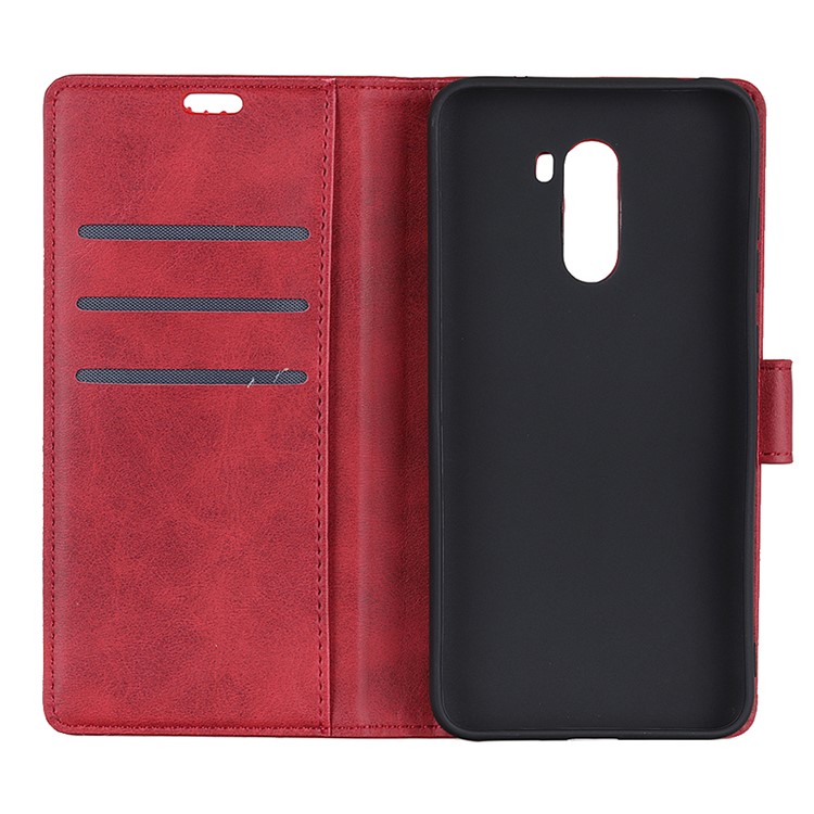 Matte PU Leather Cell Phone Cover Stand Wallet Case for Xiaomi Pocophone F1 / Poco F1 (India) - Red-6