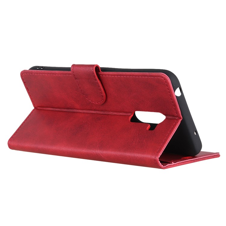 Matte PU Leather Cell Phone Cover Stand Wallet Case for Xiaomi Pocophone F1 / Poco F1 (India) - Red-7