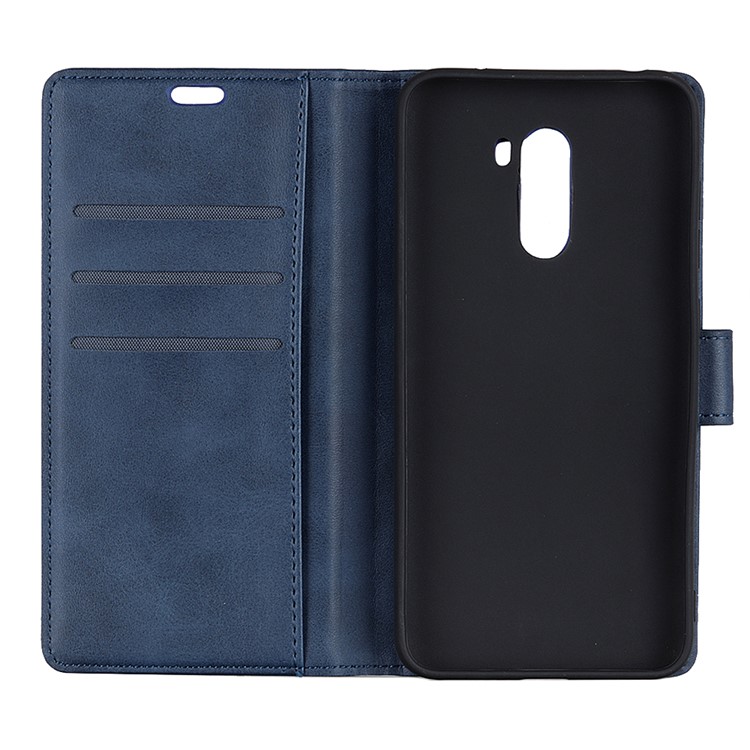 Matte PU Leather Mobile Phone Shell Stand Wallet Case for Xiaomi Pocophone F1 / Poco F1 (India) - Blue-7