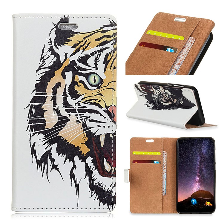 Pattern Printing Leather Stand Wallet Phone Casing for Xiaomi Redmi Note 6 Pro - Tiger Pattern-1
