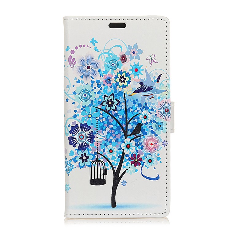 Pattern Printing Leather Stand Wallet Protective Casing for Xiaomi Redmi Note 6 Pro - Blue Tree-2