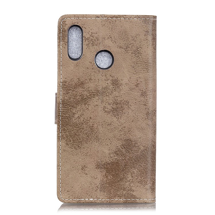 Vintage Style Leather Wallet Shell Case for Xiaomi Redmi Note 6 Pro - Khaki-3