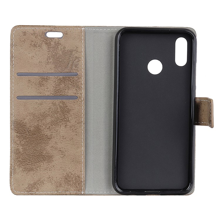 Vintage Style Leather Wallet Shell Case for Xiaomi Redmi Note 6 Pro - Khaki-4
