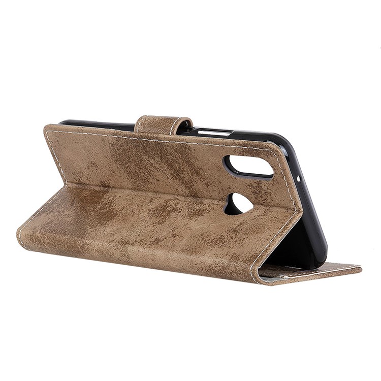 Vintage Style Leather Wallet Shell Case for Xiaomi Redmi Note 6 Pro - Khaki-7