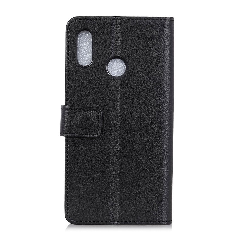 Litchi Skin Wallet Leather Stand Case for Xiaomi Redmi Note 6 Pro - Black-3