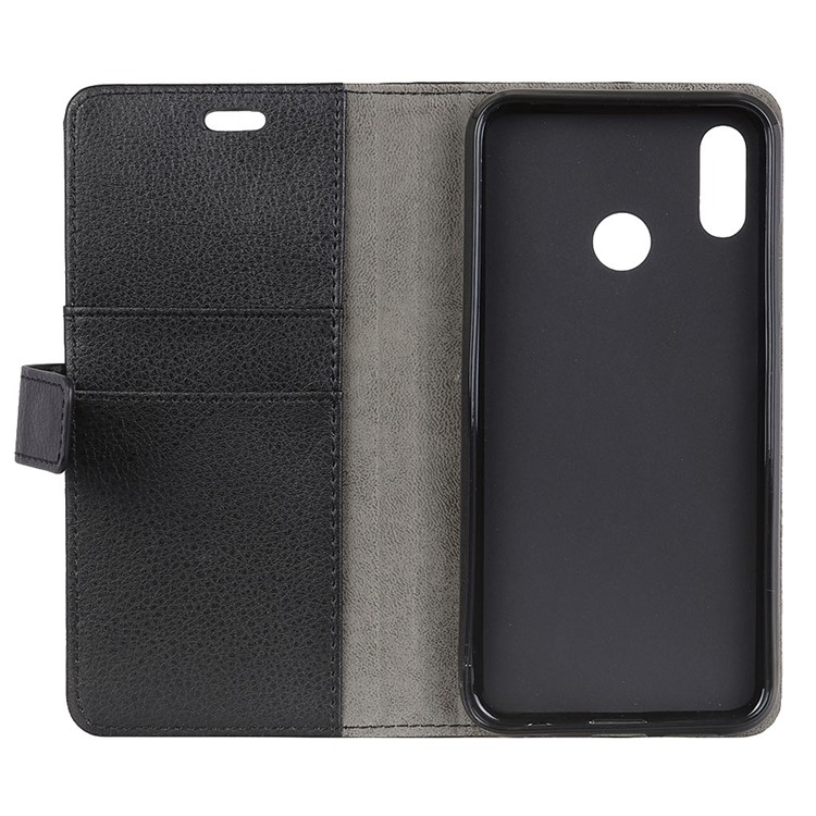 Litchi Skin Wallet Leather Stand Case for Xiaomi Redmi Note 6 Pro - Black-4