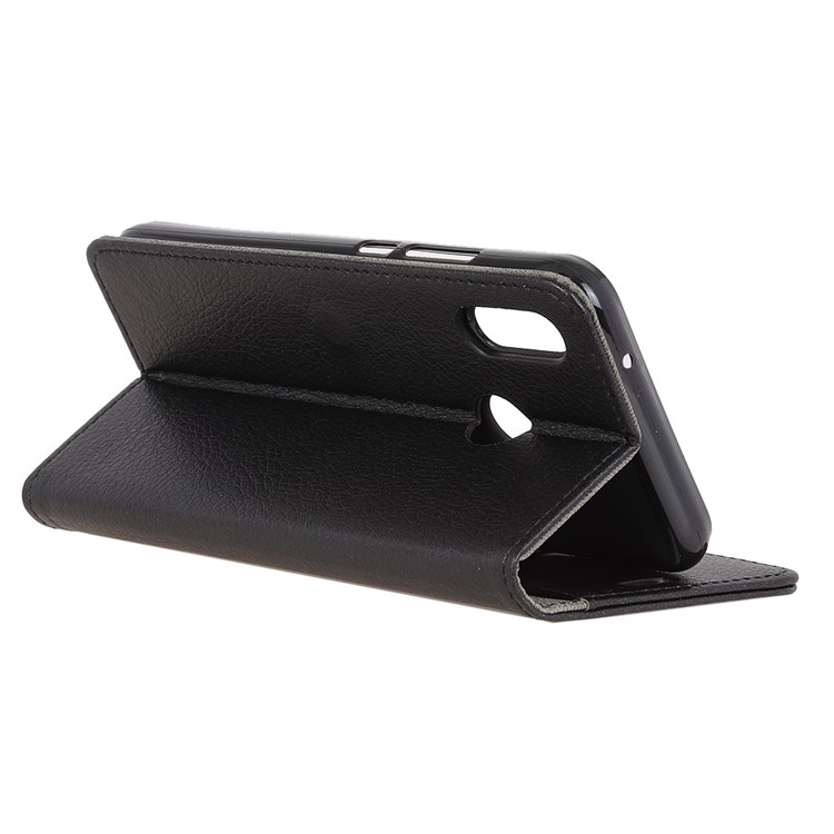 Litchi Skin Wallet Leather Stand Case for Xiaomi Redmi Note 6 Pro - Black-6