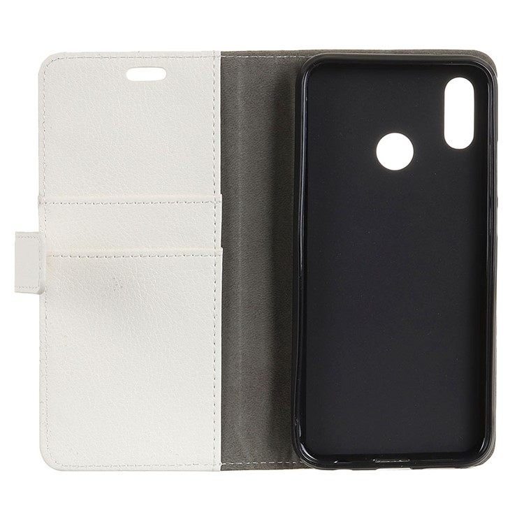 Litchi Skin Wallet Leather Stand Cover for Xiaomi Redmi Note 6 Pro - White-4