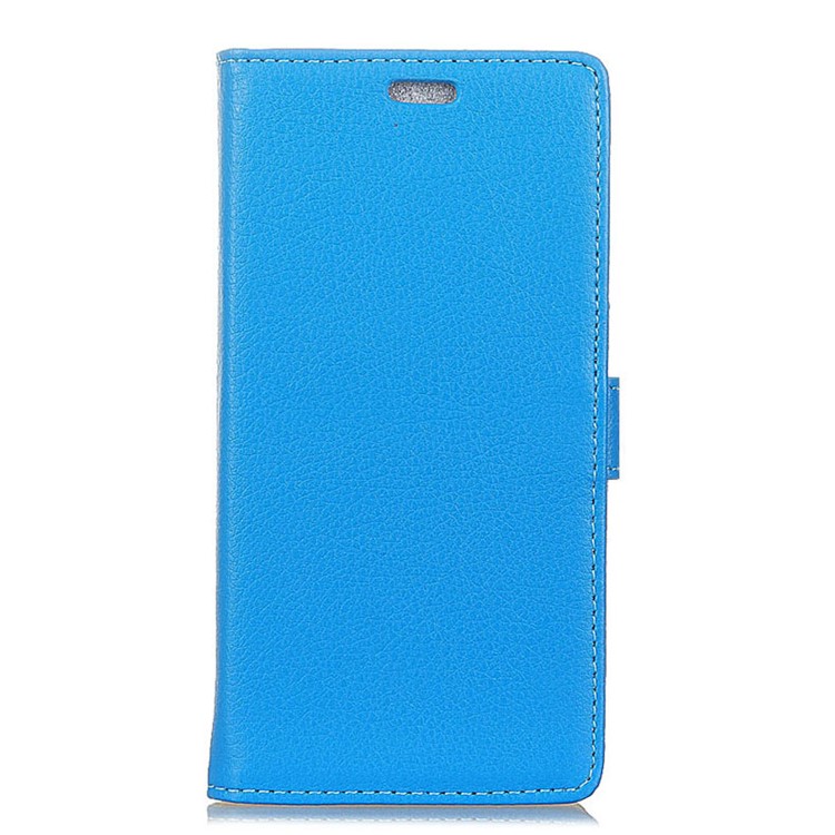Litchi Skin Magnetic Leather Stand Cover for Xiaomi Redmi Note 6 Pro - Blue-2