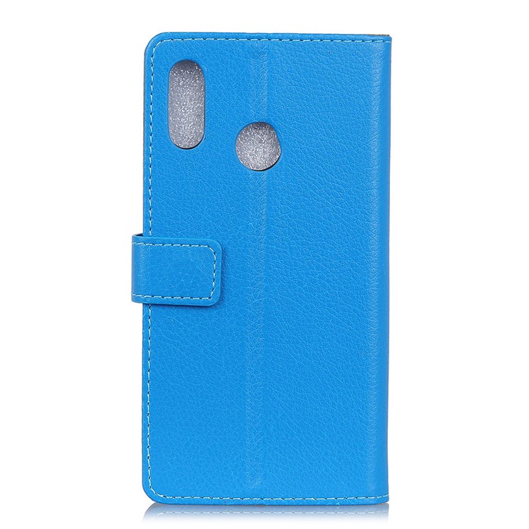 Litchi Skin Magnetic Leather Stand Cover for Xiaomi Redmi Note 6 Pro - Blue-3