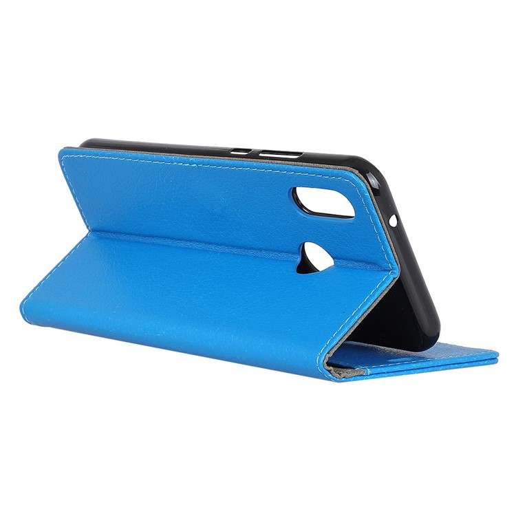 Litchi Skin Magnetic Leather Stand Cover for Xiaomi Redmi Note 6 Pro - Blue-6