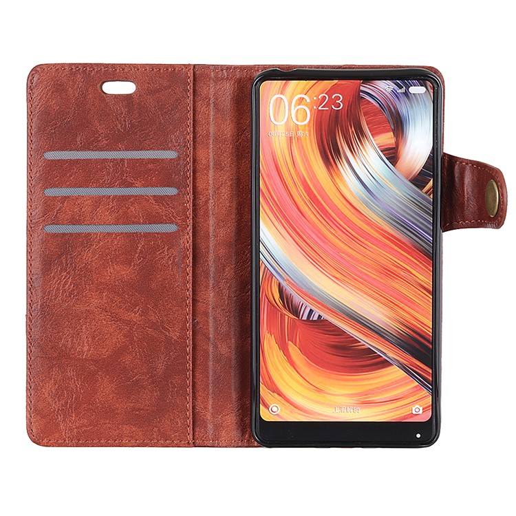 S-shape Crazy Horse Texture Leather Wallet Shell Cover Case for Xiaomi Redmi Note 6 Pro - Brown-4