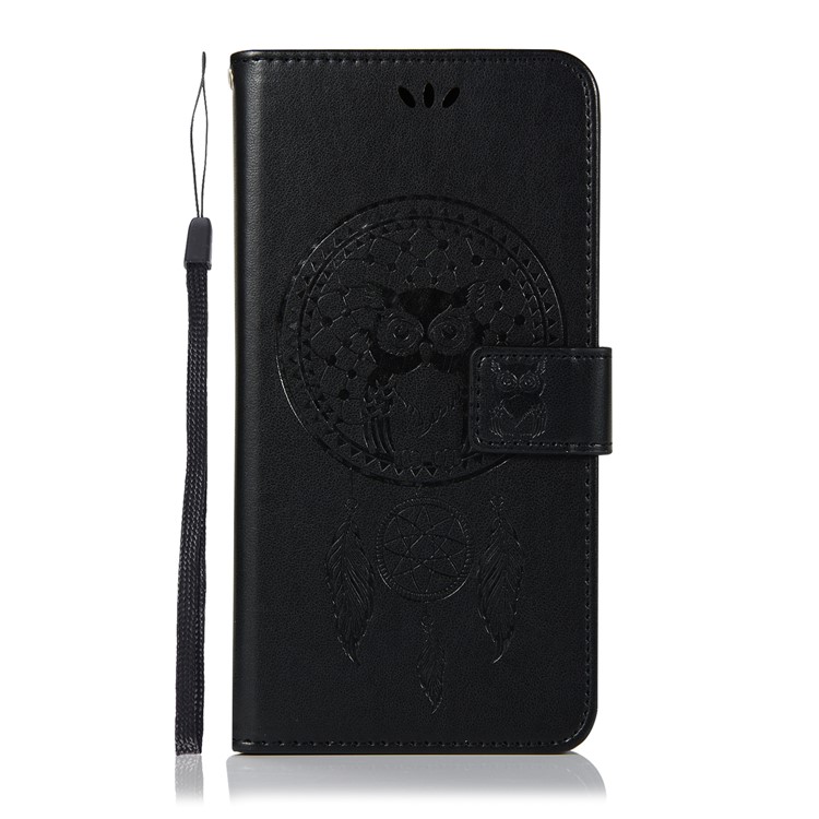 Imprint Owl Dream Catcher Wallet Stand Leather Case for Xiaomi Pocophone F1 / Poco F1 (India) - Black-2