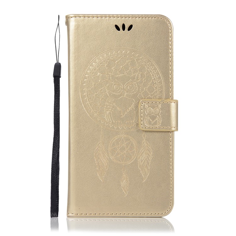 Impressum Eule Traumfänger PU Leder Geldbörse Handyhülle Für Xiaomi Pocophone F1 / Poco F1 (Indien) - Gold-2