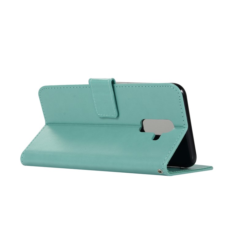 Imprint Owl Dream Catcher Wallet Flip Leather Cover Shell for Xiaomi Pocophone F1 / Poco F1 (India) - Cyan-4
