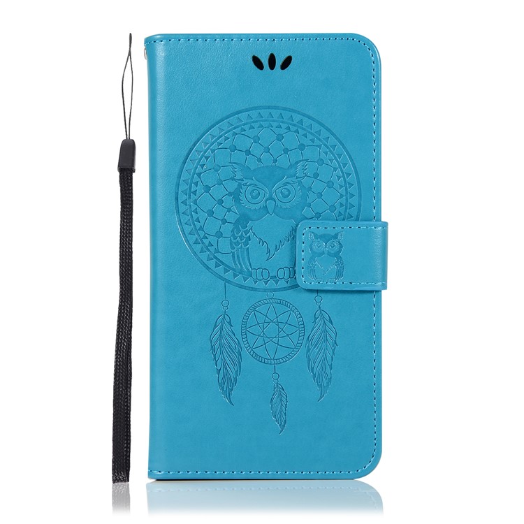 Impressum Eule Traumfänger PU Leder Handyhülle Mit Ständer Für Xiaomi Pocophone F1 / Poco F1 (Indien) - Blau-2
