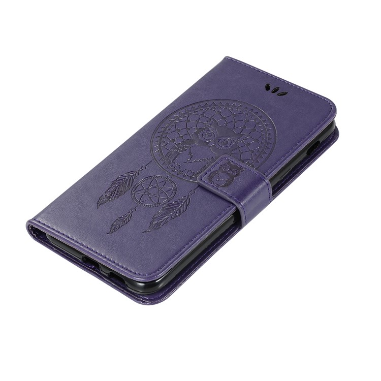 Imprint Owl Dream Catcher Wallet Leather Magnetic Mobile Casing for Xiaomi Pocophone F1 / Poco F1 (India) - Purple-5
