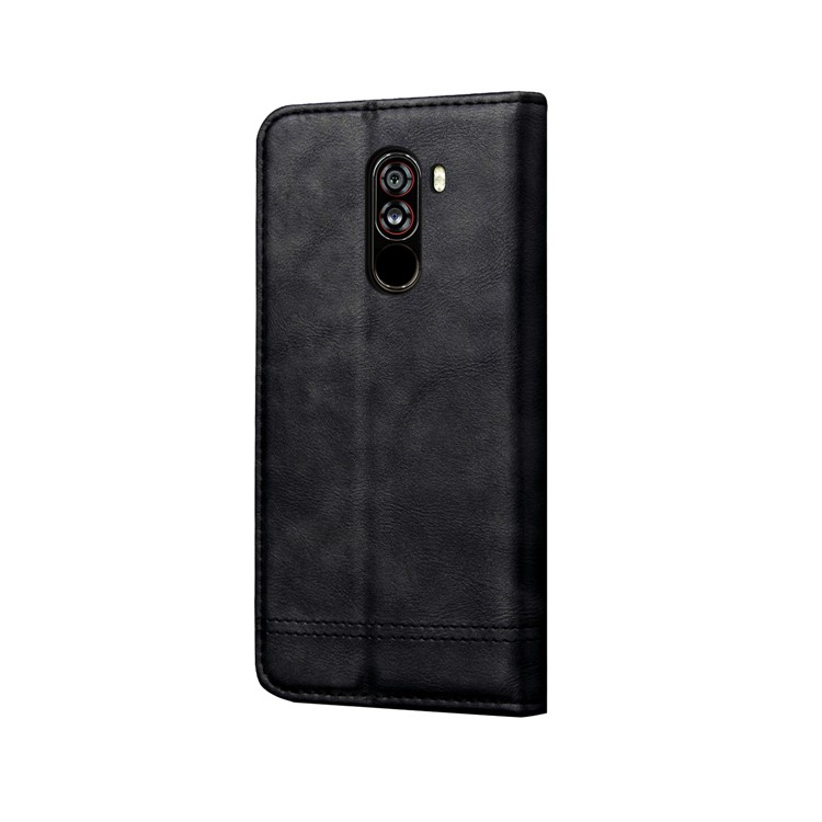 Auto-absorbed Crazy Horse Vintage Leather Wallet Case for Xiaomi Pocophone F1 / Poco F1 (India) - Black-4
