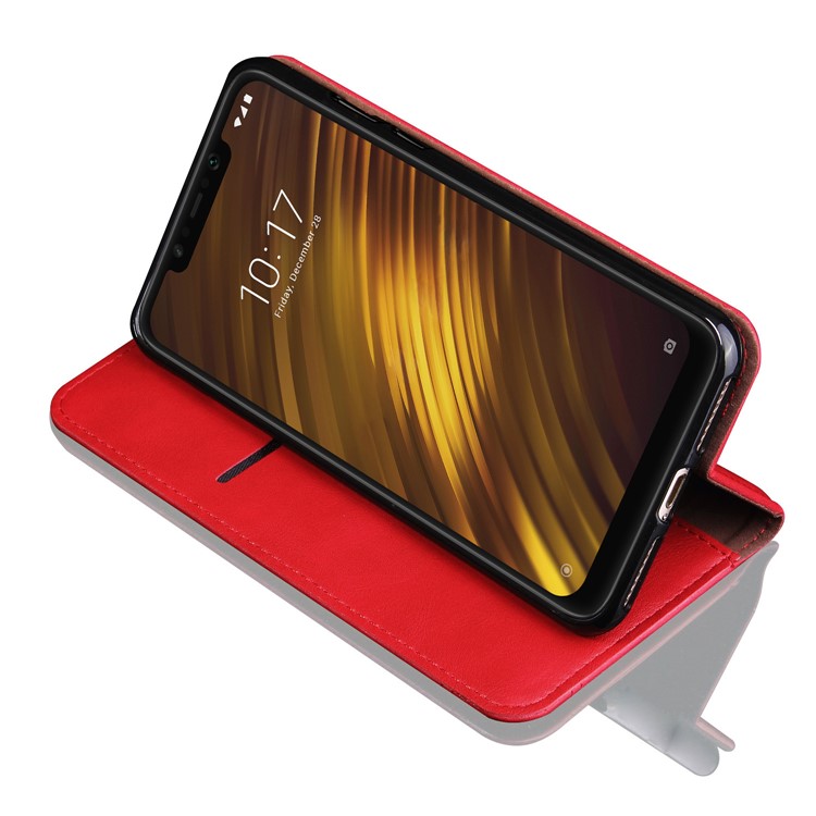 Auto-absorbed Crazy Horse Vintage Leather Phone Cover for Xiaomi Pocophone F1 / Poco F1 (India) - Red-4